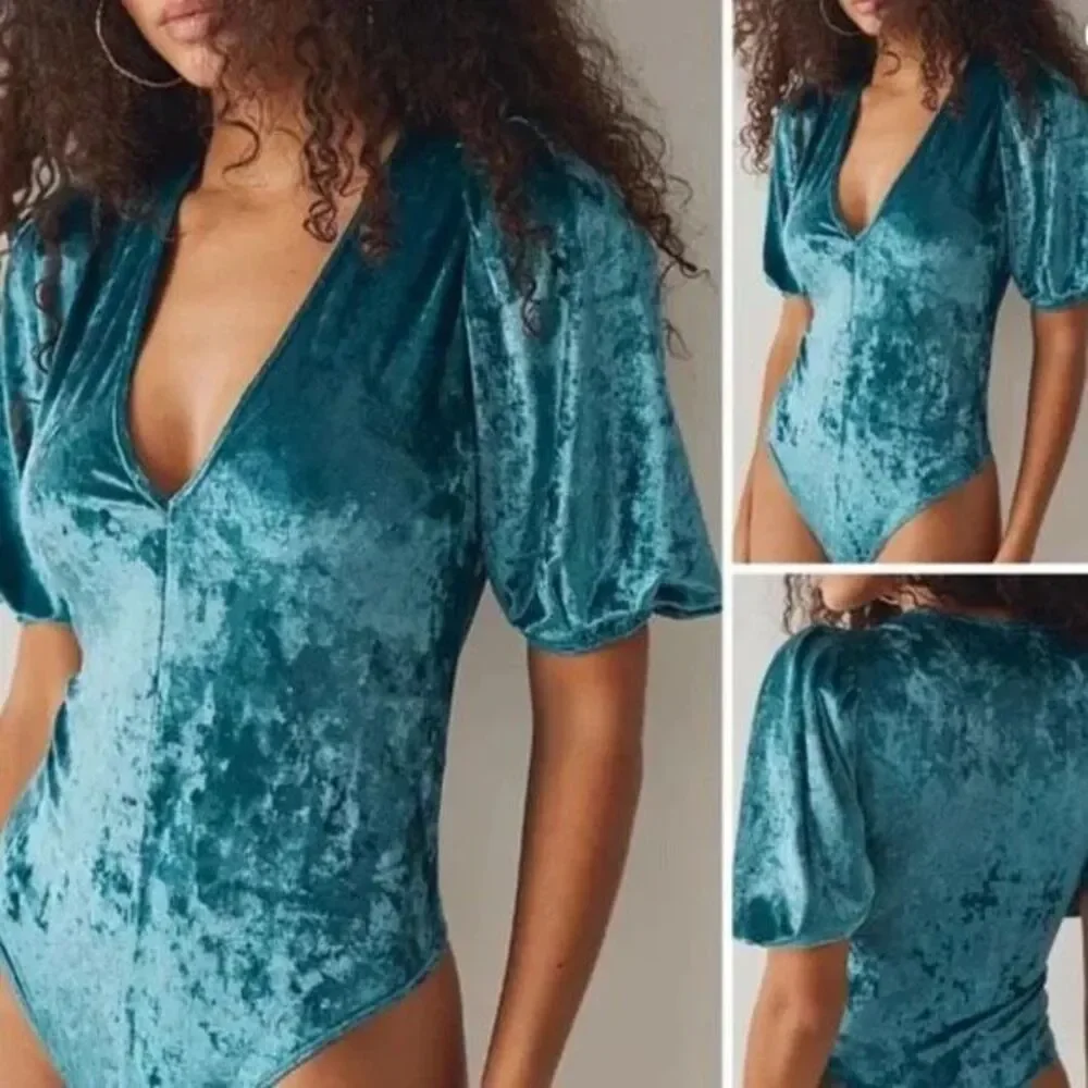 Free People Don’t You Wish Bodysuit Deep Teal size XS
